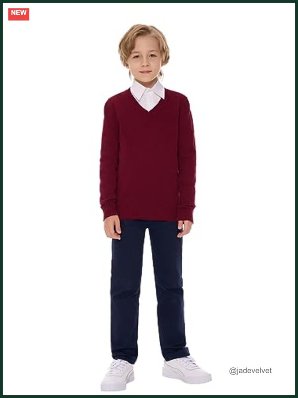 Boys V-Neck Sweater Pullover Soft Cotton School Uniform